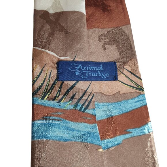 Animal Tracks Vintage Zebra Pattern Necktie Designer Safari Wildlife Design Zoo - Picture 4 of 5